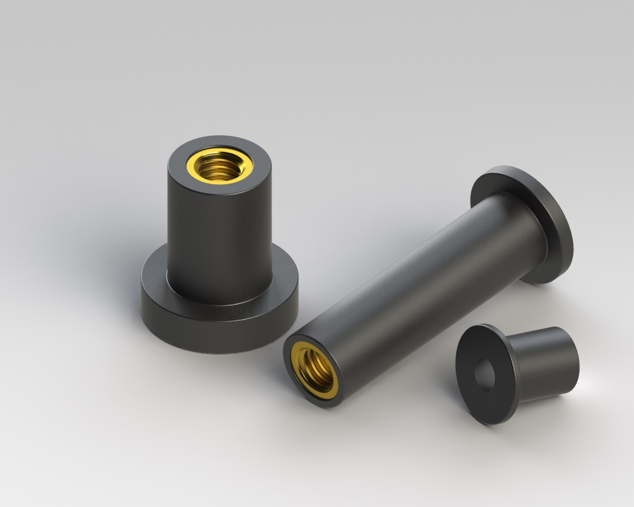 Deformable rubber threaded inserts